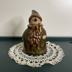 Ceramic Pottery Snowman Tealight Candle Holder
